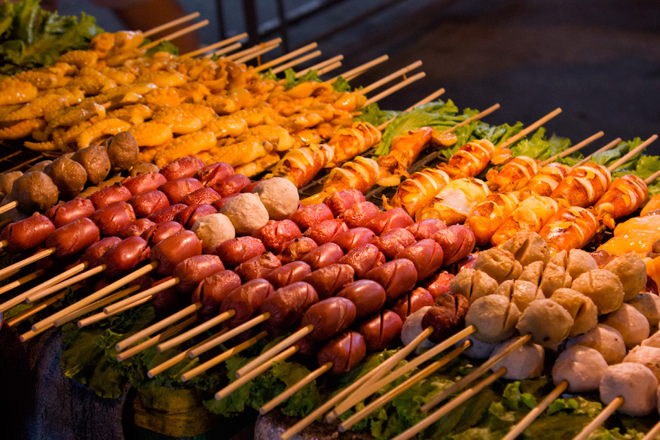 Thai barbeque on Khao San. Bangkok, Thailand, 2012.